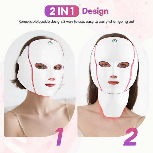 LED Red Light Face and Neck Beauty Mask - Advancd Photon Skin Rejuvenation